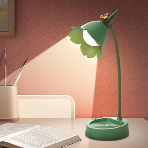 CECOMBINE Schreibtischlampe für Kinder, Himmel Dimmbare LED Tischlampe mit 3 Farbtemperaturen, USB Nachttischlampe mit Touchsensor und Flexibles Arm, Mädchen Schreibtischlampe für Lesen, Lernen,Grün von CECOMBINE
