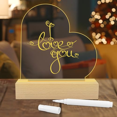 LED Kreative DIY Lampe, DIY Schreiben Löschbar Nachtlicht mit löschbarer Stift, Personalisiertes Nachtlicht, Kinder Nachttischlampe, Lampe für Geschenk zum Valentinstag, Available as Memo, Herzform von CECOMBINE