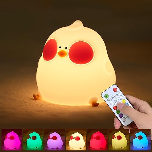 Niedliche Hühnerlampe, Silikon Nachtlicht LED Nachtlicht Baby USB Lade Mini Tischlampe Geschenk Cartoon Form Niedliche Nachttischlampe, Küken Kinderzimmer Dekor Schlaflichter, Babyzimmer Deko von CECOMBINE