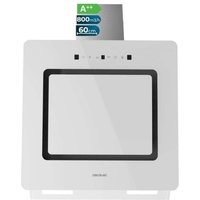 Cecotec - Dekorative Dunstabzugshaube Bolero flux dt 608002 Glas weiß a++ de 60cm de breit, weiße Glasfront, Edelstahlkamin, Absaugung 800m3/h, Motor von CECOTEC