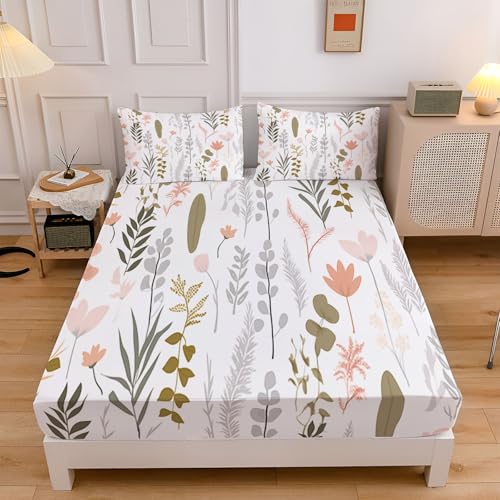 Aquarell Wildblumen Farne Spannbettlaken 90x200cm Verdickter Bettlaken 30cm Extra Tiefe Tasche, Elegante Pflanze Elastisch Spannbetttuch Weich und Atmungsaktiv für Boxspringbett Weiß Aquarell Wildblumen Farne Spannbettlaken 90x200cm Verdickter Bettlaken 30cm Extra Tiefe Tasche, Elegante Pflanze Elastisch Spannbetttuch Weich und Atmungsaktiv für Boxspringbett Weiß von CEDNXOER