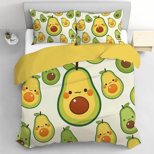 CEDNXOER 3D Süße Avocado Bettwäsche Set 135x200cm 2 teilig Weiche und Angenehme Microfaser Wendebettwäsche Kawaii Einfach Obst Weiß Bettbezug mit 1 x Kissenbezug 80x80 cm CEDNXOER 3D Süße Avocado Bettwäsche Set 135x200cm 2 teilig Weiche und Angenehme Microfaser Wendebettwäsche Kawaii Einfach Obst Weiß Bettbezug mit 1 x Kissenbezug 80x80 cm von CEDNXOER