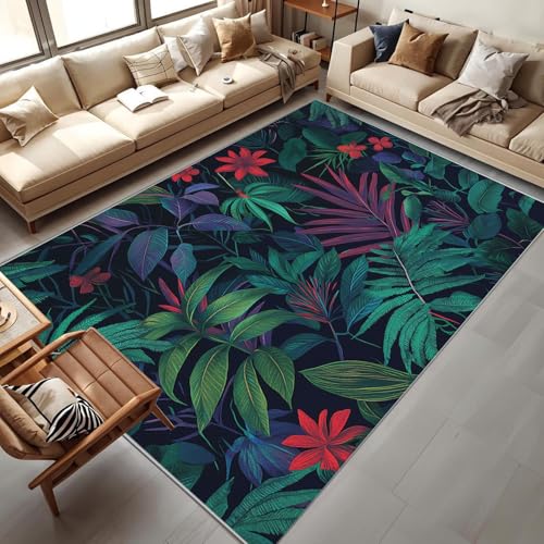 CEDNXOER Abstrakt Dschungel Pflanzen Teppich Wohnzimmer 180x270cm, Kurzflor Weich rutschfest Waschbare Teppiche, Tropische Blätter Deko Teppich Größe Bettvorleger Schlafzimmer Kinderzimmer 180x270cm CEDNXOER Abstrakt Dschungel Pflanzen Teppich Wohnzimmer 180x270cm, Kurzflor Weich rutschfest Waschbare Teppiche, Tropische Blätter Deko Teppich Größe Bettvorleger Schlafzimmer Kinderzimmer 180x270cm von CEDNXOER