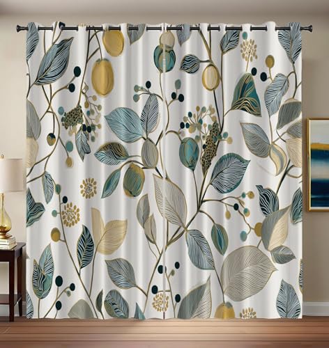 CEDNXOER Abstrakte Blätter Vorhang Verdunkelung Natur Pflanzen Blickdichte Vorhänge, Taupe Gardinen Mit ösen Schlafzimmer Wohnzimmer Verdunklungsvorhänge 2er Set H 225 x B 140 cm von CEDNXOER