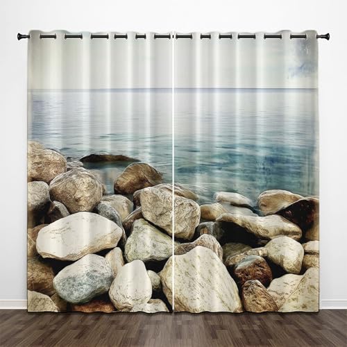 CEDNXOER Blickdicht Natur See Vorhang 2er Set H 245 x B 140 cm, Verdunklungsvorhänge mit Ösen Thermovorhang für Schlafzimmer, Riff Kälteschutz Gardinen für Wohnzimmer CEDNXOER Blickdicht Natur See Vorhang 2er Set H 245 x B 140 cm, Verdunklungsvorhänge mit Ösen Thermovorhang für Schlafzimmer, Riff Kälteschutz Gardinen für Wohnzimmer von CEDNXOER