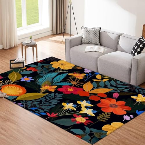 CEDNXOER Blumen Blätter Teppich Wohnzimmer 50x80cm, Kurzflor Weich rutschfest Waschbare Teppiche, Abstrakt Pflanzen Deko Teppich Größe Bettvorleger Schlafzimmer Kinderzimmer 50x80cm CEDNXOER Blumen Blätter Teppich Wohnzimmer 50x80cm, Kurzflor Weich rutschfest Waschbare Teppiche, Abstrakt Pflanzen Deko Teppich Größe Bettvorleger Schlafzimmer Kinderzimmer 50x80cm von CEDNXOER