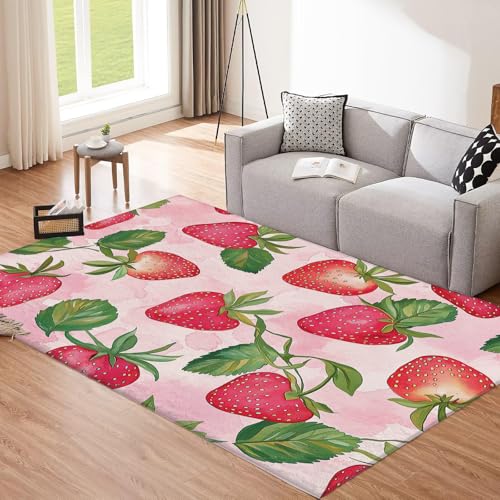 CEDNXOER Cartoon-Erdbeere Teppich Wohnzimmer 240x340cm, Kurzflor Weich rutschfest Waschbare Teppiche, Jahrgang Rote Früchte Deko Teppich Größe Bettvorleger Schlafzimmer Kinderzimmer 240x340cm CEDNXOER Cartoon-Erdbeere Teppich Wohnzimmer 240x340cm, Kurzflor Weich rutschfest Waschbare Teppiche, Jahrgang Rote Früchte Deko Teppich Größe Bettvorleger Schlafzimmer Kinderzimmer 240x340cm von CEDNXOER