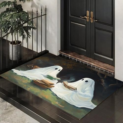 CEDNXOER Eingangsteppich Geist Unkraut Fußmatte Innen, rutschfeste Dauerhaft Spuk Retro Wald Fußmatte, Waschbar Schmutz Widerstehen Grün Türmatte Für Haustür Eingang 50x80 cm von CEDNXOER