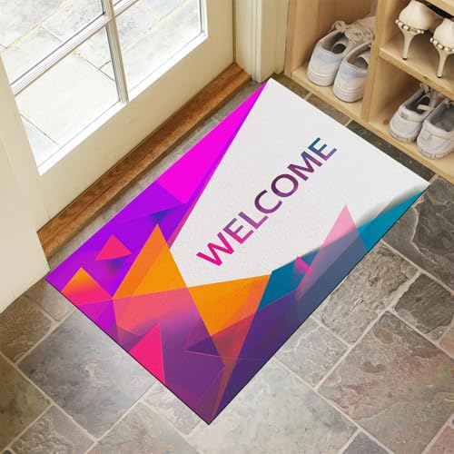 CEDNXOER Eingangsteppich Willkommen Geometrie Fußmatte Innen, rutschfeste Dauerhaft Dreieck Fußmatte, Waschbar Schmutz Widerstehen Lila Türmatte Für Haustür Eingang 60x90 cm CEDNXOER Eingangsteppich Willkommen Geometrie Fußmatte Innen, rutschfeste Dauerhaft Dreieck Fußmatte, Waschbar Schmutz Widerstehen Lila Türmatte Für Haustür Eingang 60x90 cm von CEDNXOER
