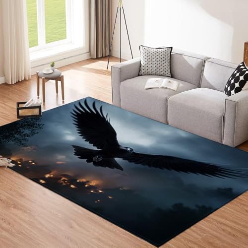 CEDNXOER Fliege Rabe Teppich Groß,Einfache Pflege Kurzflor Waschmaschinenfest Dunkelblau Teppich, 200x300cm Mysteriöse Tiere Druck Bodendekoration Teppiche FüR Wohnzimmer,Kinderzimmer CEDNXOER Fliege Rabe Teppich Groß,Einfache Pflege Kurzflor Waschmaschinenfest Dunkelblau Teppich, 200x300cm Mysteriöse Tiere Druck Bodendekoration Teppiche FüR Wohnzimmer,Kinderzimmer von CEDNXOER