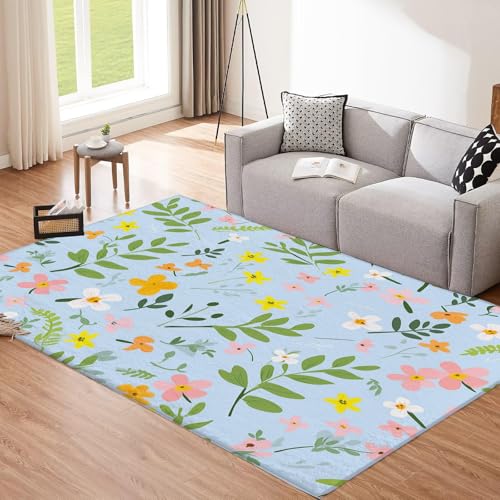 CEDNXOER Frühling Blumen Teppich Wohnzimmer 80x150cm, Kurzflor Weich rutschfest Waschbare Teppiche, Einfach Geblümt Deko Teppich Größe Bettvorleger Schlafzimmer Kinderzimmer 80x150cm CEDNXOER Frühling Blumen Teppich Wohnzimmer 80x150cm, Kurzflor Weich rutschfest Waschbare Teppiche, Einfach Geblümt Deko Teppich Größe Bettvorleger Schlafzimmer Kinderzimmer 80x150cm von CEDNXOER