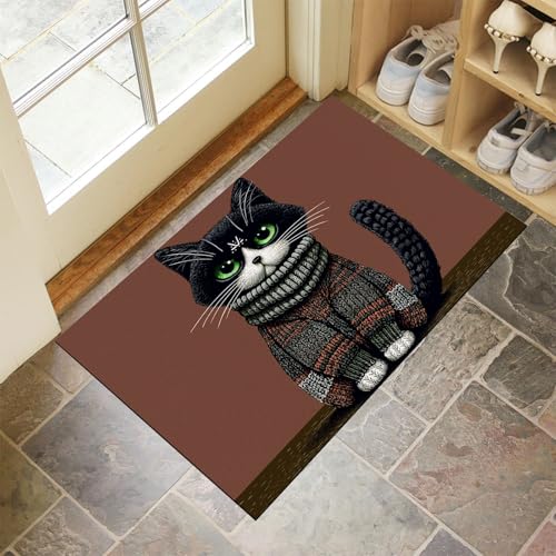 CEDNXOER Fußmatte Innen 45x75 cm, Grünäugige Katze Schmutzfangmatte, Zeichentrick Tiere rutschfest Fußmatte Waschbar, Braun Saugstarke Eingangsteppich, Dünne Fussmatte, Türmatte für Eingang CEDNXOER Fußmatte Innen 45x75 cm, Grünäugige Katze Schmutzfangmatte, Zeichentrick Tiere rutschfest Fußmatte Waschbar, Braun Saugstarke Eingangsteppich, Dünne Fussmatte, Türmatte für Eingang von CEDNXOER