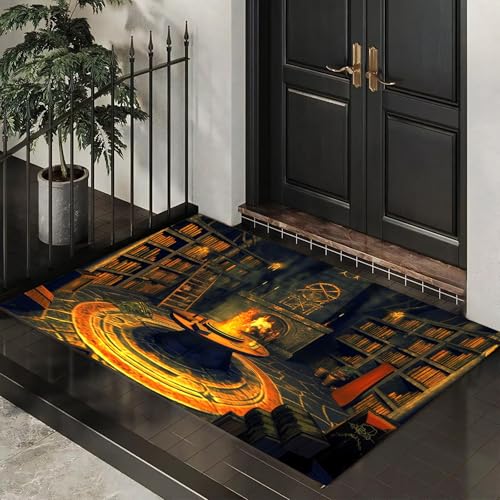 CEDNXOER Fußmatte Innen 45x75 cm, Zauberer Bücherregal Schmutzfangmatte, Mysterium Magie rutschfest Fußmatte Waschbar, Schwarz Saugstarke Eingangsteppich, Dünne Fussmatte, Türmatte für Eingang CEDNXOER Fußmatte Innen 45x75 cm, Zauberer Bücherregal Schmutzfangmatte, Mysterium Magie rutschfest Fußmatte Waschbar, Schwarz Saugstarke Eingangsteppich, Dünne Fussmatte, Türmatte für Eingang von CEDNXOER
