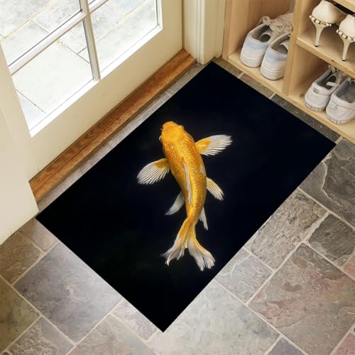 CEDNXOER Fußmatte Innen Waschbare, Dünn Fussmatte Schwarz 40x60 cm, Teppich Tier Bettvorleger rutschfest für Schlafzimmer, Gelber Koi Fußmatten Innen für Haustür, Küche CEDNXOER Fußmatte Innen Waschbare, Dünn Fussmatte Schwarz 40x60 cm, Teppich Tier Bettvorleger rutschfest für Schlafzimmer, Gelber Koi Fußmatten Innen für Haustür, Küche von CEDNXOER