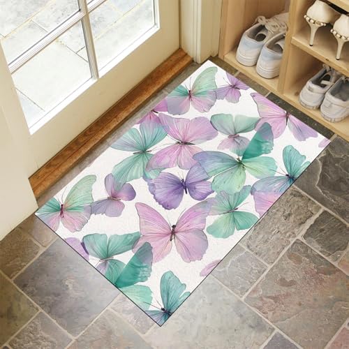 CEDNXOER Fußmatte Innen Waschbare, Dünn Fussmatte Weiß 90x150 cm, Teppich Minimalismus Insekten Bettvorleger rutschfest für Schlafzimmer, Aquarell Schmetterling Fußmatten Innen für Haustür, Küche CEDNXOER Fußmatte Innen Waschbare, Dünn Fussmatte Weiß 90x150 cm, Teppich Minimalismus Insekten Bettvorleger rutschfest für Schlafzimmer, Aquarell Schmetterling Fußmatten Innen für Haustür, Küche von CEDNXOER