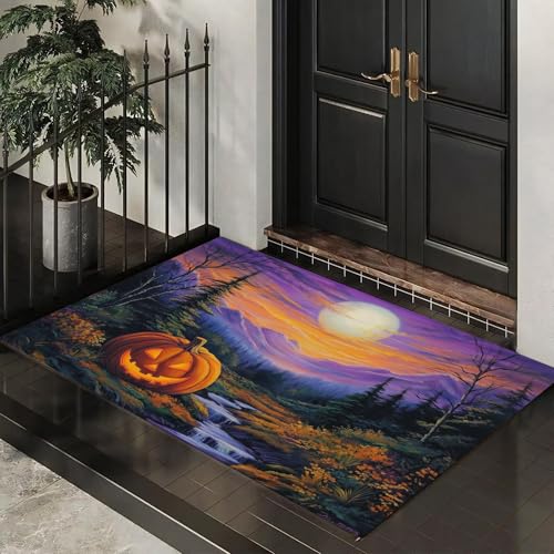 CEDNXOER Fußmatte für den Inne, 50x70 cm, rutschfeste Willkommens Halloween-Fußmatten, Kürbisse Berge waschbare Bodenmatte, Vollmond Wald, Türvorleger für den Eingangsbereich CEDNXOER Fußmatte für den Inne, 50x70 cm, rutschfeste Willkommens Halloween-Fußmatten, Kürbisse Berge waschbare Bodenmatte, Vollmond Wald, Türvorleger für den Eingangsbereich von CEDNXOER