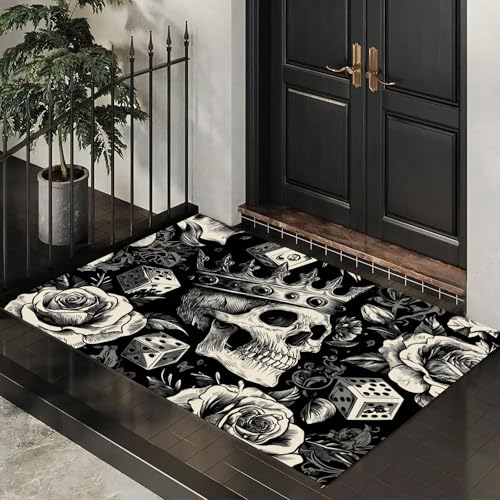 CEDNXOER Fußmatte für den Inne, 50x70 cm, rutschfeste Willkommens Halloween-Fußmatten, Retro-Totenkopf-Blumen waschbare Bodenmatte, Horror Blumen, Türvorleger für den Eingangsbereich CEDNXOER Fußmatte für den Inne, 50x70 cm, rutschfeste Willkommens Halloween-Fußmatten, Retro-Totenkopf-Blumen waschbare Bodenmatte, Horror Blumen, Türvorleger für den Eingangsbereich von CEDNXOER