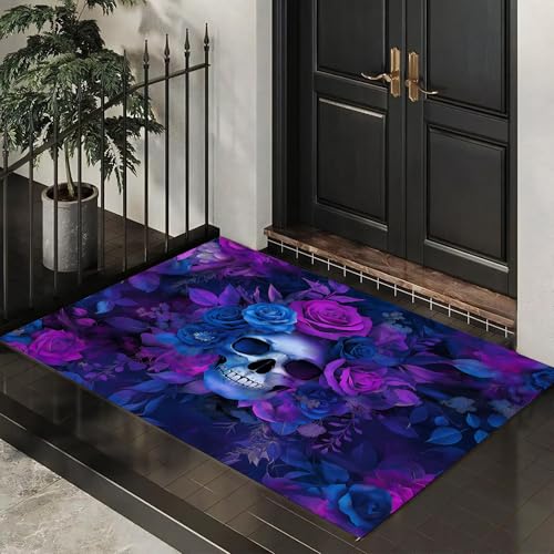 CEDNXOER Fußmatte für den Inne, 50x70 cm, rutschfeste Willkommens Halloween-Fußmatten, Rosen Totenkopf waschbare Bodenmatte, Horror Schädel Blumen, Türvorleger für den Eingangsbereich CEDNXOER Fußmatte für den Inne, 50x70 cm, rutschfeste Willkommens Halloween-Fußmatten, Rosen Totenkopf waschbare Bodenmatte, Horror Schädel Blumen, Türvorleger für den Eingangsbereich von CEDNXOER