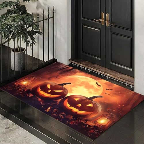 CEDNXOER Fußmatte für den Inne, 50x80 cm, rutschfeste Willkommens Halloween-Fußmatten, Kürbisse Laternen waschbare Bodenmatte, Vollmond Fledermäuse, Türvorleger für den Eingangsbereich CEDNXOER Fußmatte für den Inne, 50x80 cm, rutschfeste Willkommens Halloween-Fußmatten, Kürbisse Laternen waschbare Bodenmatte, Vollmond Fledermäuse, Türvorleger für den Eingangsbereich von CEDNXOER