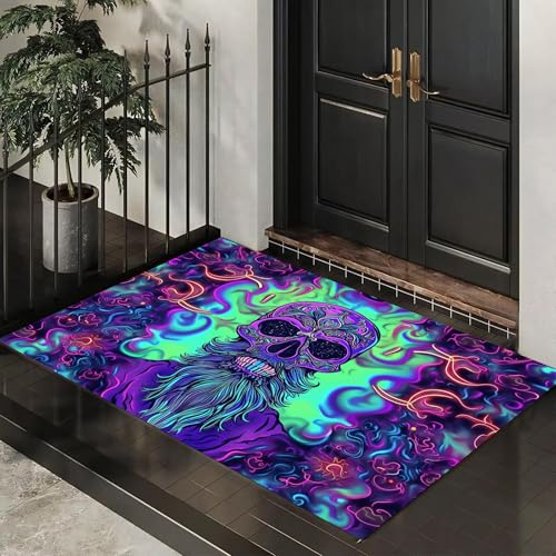 CEDNXOER Fußmatte für den Inne, 50x80 cm, rutschfeste Willkommens Halloween-Fußmatten, Psychedelisch Skelett waschbare Bodenmatte, Neon-Totenkopf, Türvorleger für den Eingangsbereich CEDNXOER Fußmatte für den Inne, 50x80 cm, rutschfeste Willkommens Halloween-Fußmatten, Psychedelisch Skelett waschbare Bodenmatte, Neon-Totenkopf, Türvorleger für den Eingangsbereich von CEDNXOER
