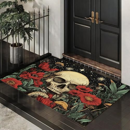 CEDNXOER Fußmatte für den Inne, 50x80 cm, rutschfeste Willkommens Halloween-Fußmatten, Totenkopf Mohnblumen waschbare Bodenmatte, Sternenhimmel Blumen, Türvorleger für den Eingangsbereich CEDNXOER Fußmatte für den Inne, 50x80 cm, rutschfeste Willkommens Halloween-Fußmatten, Totenkopf Mohnblumen waschbare Bodenmatte, Sternenhimmel Blumen, Türvorleger für den Eingangsbereich von CEDNXOER