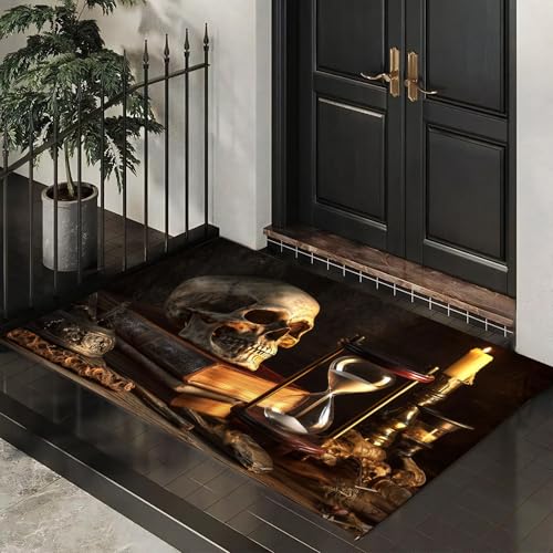 CEDNXOER Fußmatte für den Inne, 80x120 cm, rutschfeste Willkommens Halloween-Fußmatten, Gotischer Totenkopf waschbare Bodenmatte, Zauberer Bücher, Türvorleger für den Eingangsbereich CEDNXOER Fußmatte für den Inne, 80x120 cm, rutschfeste Willkommens Halloween-Fußmatten, Gotischer Totenkopf waschbare Bodenmatte, Zauberer Bücher, Türvorleger für den Eingangsbereich von CEDNXOER