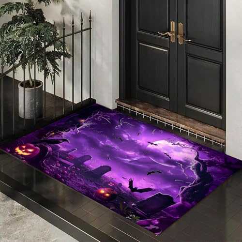 CEDNXOER Fußmatte für den Inne, 90x150 cm, rutschfeste Willkommens Halloween-Fußmatten, Fliegende Krähen Grabstein waschbare Bodenmatte, Seltsame Bäume, Türvorleger für den Eingangsbereich CEDNXOER Fußmatte für den Inne, 90x150 cm, rutschfeste Willkommens Halloween-Fußmatten, Fliegende Krähen Grabstein waschbare Bodenmatte, Seltsame Bäume, Türvorleger für den Eingangsbereich von CEDNXOER