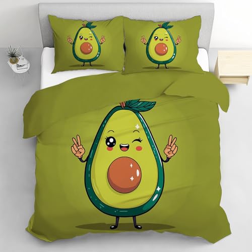 CEDNXOER Grün Bettwäsche, 155x220CM Cartoon-Obst Bettwäsche-Sets, Enthält 1 Bettbezug und 2 Kissenbezug 80 x 80 cm, Weich und Angenehme Mikrofaser Süße Avocado Bettbezüge CEDNXOER Grün Bettwäsche, 155x220CM Cartoon-Obst Bettwäsche-Sets, Enthält 1 Bettbezug und 2 Kissenbezug 80 x 80 cm, Weich und Angenehme Mikrofaser Süße Avocado Bettbezüge von CEDNXOER