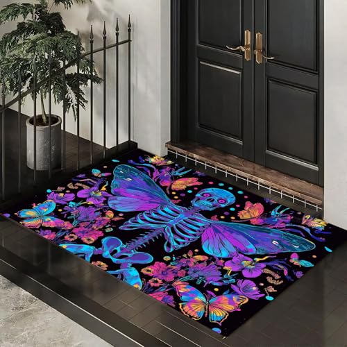 CEDNXOER Halloween-Fußmatte, Neon-Gotisches Skelett Willkommens-Fußabtreter für den Außenbereich, Halloween- Psychedelisch Blumen, lustige Fußmatte für Innen, 50x80 cm CEDNXOER Halloween-Fußmatte, Neon-Gotisches Skelett Willkommens-Fußabtreter für den Außenbereich, Halloween- Psychedelisch Blumen, lustige Fußmatte für Innen, 50x80 cm von CEDNXOER