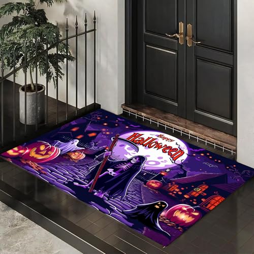CEDNXOER Halloween-Fußmatte, Schädel Sichel Willkommens-Fußabtreter für den Außenbereich, Halloween- Kürbisse Geister, lustige Fußmatte für Innen, 40x60 cm CEDNXOER Halloween-Fußmatte, Schädel Sichel Willkommens-Fußabtreter für den Außenbereich, Halloween- Kürbisse Geister, lustige Fußmatte für Innen, 40x60 cm von CEDNXOER