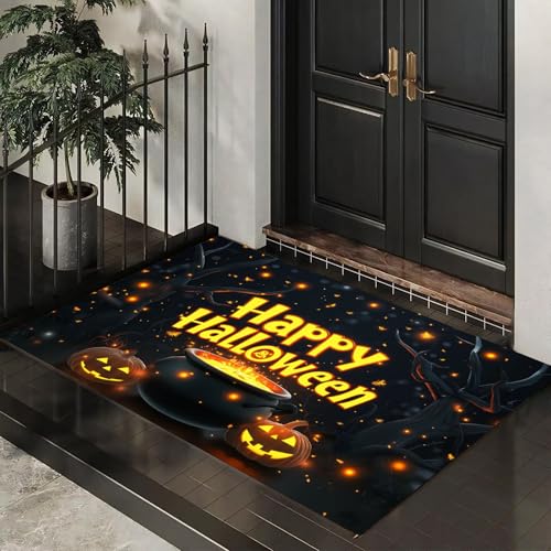 CEDNXOER Halloween-Fußmatte, Seltsame Bäume Willkommens-Fußmatte für den Außenbereich, Halloween- Kessel Glühwürmchen, rutschfeste Fußabtreter für Innen, 50x80 cm CEDNXOER Halloween-Fußmatte, Seltsame Bäume Willkommens-Fußmatte für den Außenbereich, Halloween- Kessel Glühwürmchen, rutschfeste Fußabtreter für Innen, 50x80 cm von CEDNXOER