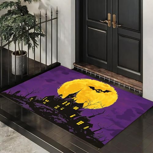 CEDNXOER Halloween-Fußmatte, Spukhaus Vollmond Willkommens-Fußabtreter für den Außenbereich, Halloween- Seltsam Wald, lustige Fußmatte für Innen, 45x75 cm CEDNXOER Halloween-Fußmatte, Spukhaus Vollmond Willkommens-Fußabtreter für den Außenbereich, Halloween- Seltsam Wald, lustige Fußmatte für Innen, 45x75 cm von CEDNXOER