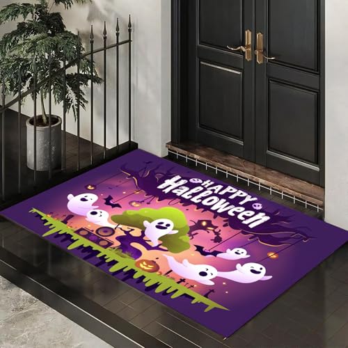CEDNXOER Halloween-Fußmatte, Süße Geisteraugen Willkommens-Fußmatte für den Außenbereich, Halloween- Cartoon Geist Baum, rutschfeste Fußabtreter für Innen, 50x80 cm CEDNXOER Halloween-Fußmatte, Süße Geisteraugen Willkommens-Fußmatte für den Außenbereich, Halloween- Cartoon Geist Baum, rutschfeste Fußabtreter für Innen, 50x80 cm von CEDNXOER