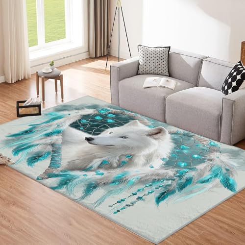 CEDNXOER Hellgrau Teppich, 200x300cm Waschbare Große Wohnzimmer, Weißer Wolf Teppiche für Schlafzimmer, Tierwelt rutschfeste Low Pile Raumteppich für Küche Eingang Bad Kinderzimmer CEDNXOER Hellgrau Teppich, 200x300cm Waschbare Große Wohnzimmer, Weißer Wolf Teppiche für Schlafzimmer, Tierwelt rutschfeste Low Pile Raumteppich für Küche Eingang Bad Kinderzimmer von CEDNXOER