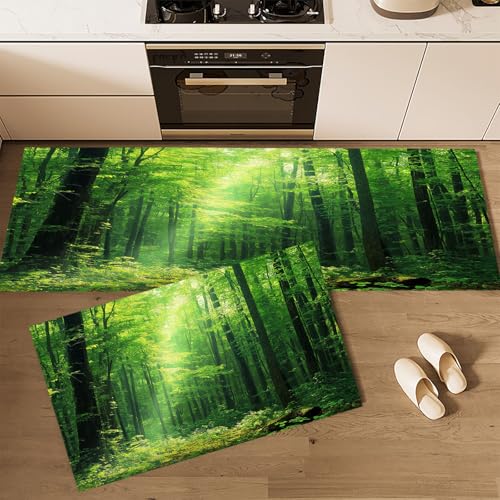 CEDNXOER Küchenteppich Teppich Läufer Küchenläufer 2 Stück rutschfest, Natur Pflanzen Dichter Wald Waschbar für Flur Küche 45×75cm+45×150cm CEDNXOER Küchenteppich Teppich Läufer Küchenläufer 2 Stück rutschfest, Natur Pflanzen Dichter Wald Waschbar für Flur Küche 45×75cm+45×150cm von CEDNXOER