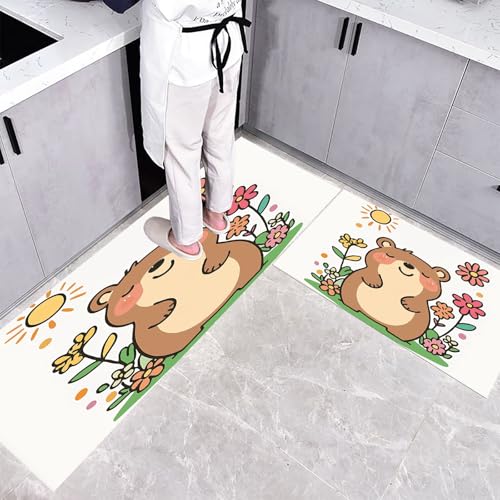 CEDNXOER Küchenteppich Waschbar rutschfest 43×75cm+43×120cm, 2 Stück Küchenläufer, Süße Bärenblumen Küchen Teppiche, Kinder Abbildung Waschbarer Teppich Läufer Flur, Braun Teppichläufer für Küche CEDNXOER Küchenteppich Waschbar rutschfest 43×75cm+43×120cm, 2 Stück Küchenläufer, Süße Bärenblumen Küchen Teppiche, Kinder Abbildung Waschbarer Teppich Läufer Flur, Braun Teppichläufer für Küche von CEDNXOER
