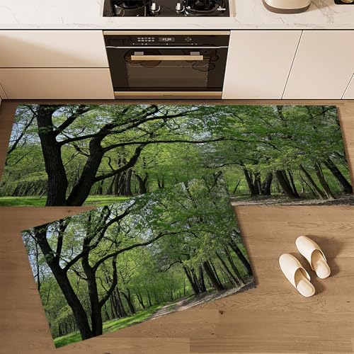 CEDNXOER Küchenteppiche 2 Stück, Grün Rutschfestes Küchenmatten, Natur Pflanzen Wald Blätter Küche Matten Fußmatte Teppich Set,Staubdicht Fußmatte für Drinnen, 40×60cm+40×120cm CEDNXOER Küchenteppiche 2 Stück, Grün Rutschfestes Küchenmatten, Natur Pflanzen Wald Blätter Küche Matten Fußmatte Teppich Set,Staubdicht Fußmatte für Drinnen, 40×60cm+40×120cm von CEDNXOER
