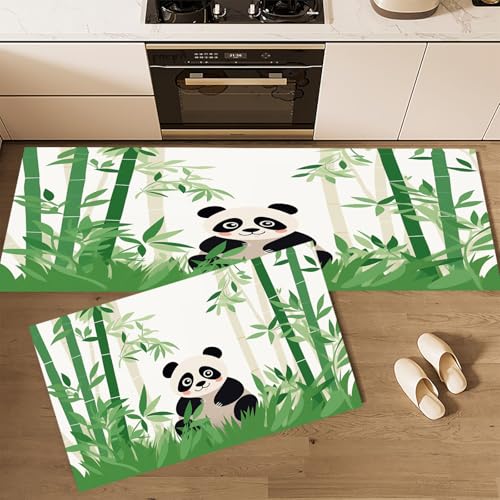 CEDNXOER Küchenteppiche 2 Stück, Grün Rutschfestes Küchenmatten, Zeichentrick Tiere Dschungel Panda Küche Matten Fußmatte Teppich Set,Staubdicht Fußmatte für Drinnen, 40×60cm+40×120cm CEDNXOER Küchenteppiche 2 Stück, Grün Rutschfestes Küchenmatten, Zeichentrick Tiere Dschungel Panda Küche Matten Fußmatte Teppich Set,Staubdicht Fußmatte für Drinnen, 40×60cm+40×120cm von CEDNXOER