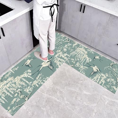 CEDNXOER Küchenteppiche 2 Stück, Hellgrau Rutschfestes Küchenmatten, Natur Pflanzen Schwalbe Weidenzweig Küche Matten Fußmatte Teppich Set,Staubdicht Fußmatte für Drinnen, 43×75cm+43×120cm CEDNXOER Küchenteppiche 2 Stück, Hellgrau Rutschfestes Küchenmatten, Natur Pflanzen Schwalbe Weidenzweig Küche Matten Fußmatte Teppich Set,Staubdicht Fußmatte für Drinnen, 43×75cm+43×120cm von CEDNXOER