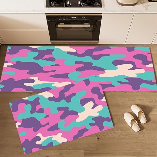 CEDNXOER Küchenteppiche 2 Stück, Lila Rutschfestes Küchenmatten, Cartoon Gekritzel Cyan-Tarnung Küche Matten Fußmatte Teppich Set,Staubdicht Fußmatte für Drinnen, 50×80cm+50×160cm CEDNXOER Küchenteppiche 2 Stück, Lila Rutschfestes Küchenmatten, Cartoon Gekritzel Cyan-Tarnung Küche Matten Fußmatte Teppich Set,Staubdicht Fußmatte für Drinnen, 50×80cm+50×160cm von CEDNXOER