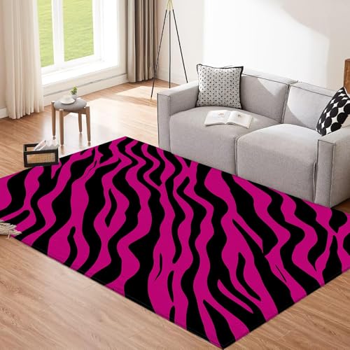 CEDNXOER Magenta Waschbarer Teppich Wohnzimmer, 180x270cm,Abstrakt Zebramuster Teppiche,Weich rutschfest Groß Tepich, Schwarz Streifen Kurzflor Schlafzimmer Carpet, für Kinderzimmer CEDNXOER Magenta Waschbarer Teppich Wohnzimmer, 180x270cm,Abstrakt Zebramuster Teppiche,Weich rutschfest Groß Tepich, Schwarz Streifen Kurzflor Schlafzimmer Carpet, für Kinderzimmer von CEDNXOER