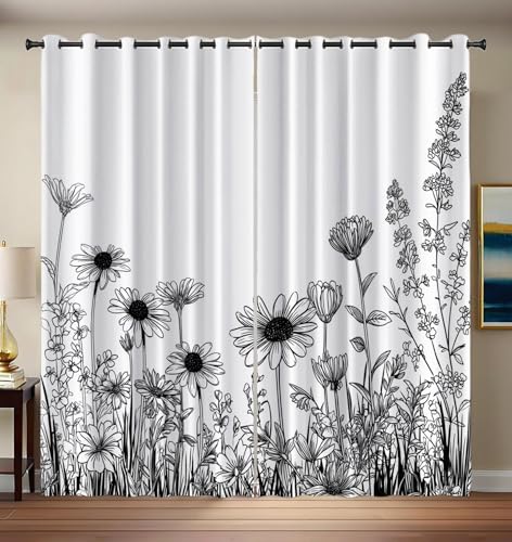 CEDNXOER Natur Pflanzen Vorhänge Linien Wildblumen Muster Verdunklungsvorhänge, Weiß Vorhang Blickdicht mit Ösen Gardinen Wohnzimmer Schlafzimmer Kinderzimmer Dekoration 2er Set, H 225 x B 140 cm CEDNXOER Natur Pflanzen Vorhänge Linien Wildblumen Muster Verdunklungsvorhänge, Weiß Vorhang Blickdicht mit Ösen Gardinen Wohnzimmer Schlafzimmer Kinderzimmer Dekoration 2er Set, H 225 x B 140 cm von CEDNXOER