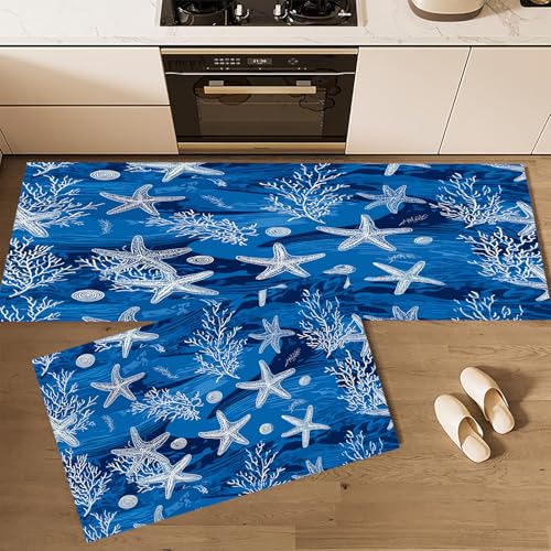 CEDNXOER Rutschfestes Küchenmatten Sets, Korallenriff Seegras rutschfest Waschbar Pflegeleicht, 2 Teilige Küchenteppiche, Segeln Abbildung Teppich Runner Set, 50×80cm+50×160cm Bodenmatte für Küche CEDNXOER Rutschfestes Küchenmatten Sets, Korallenriff Seegras rutschfest Waschbar Pflegeleicht, 2 Teilige Küchenteppiche, Segeln Abbildung Teppich Runner Set, 50×80cm+50×160cm Bodenmatte für Küche von CEDNXOER