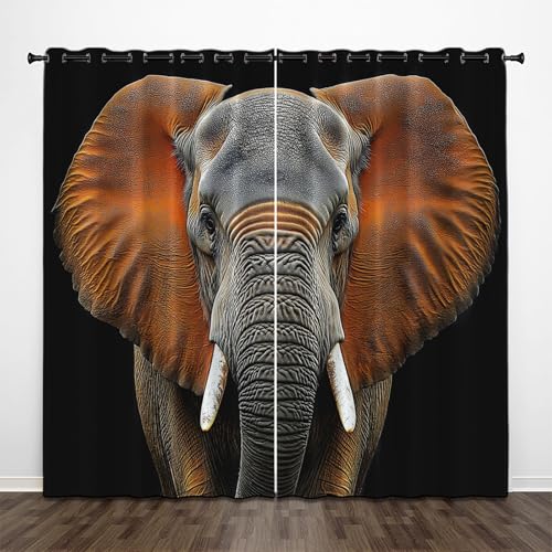 CEDNXOER Schwarz 3D Vorhänge Blickdicht Ösen 2er Set H 225 x B 140 cm,Afrika Tiere Gardinen Wohnzimmer Ösenvorhang, Elefant Druck Thermovorhang Kälteschutz Schallschutz Vorhänge Fensterdekoration CEDNXOER Schwarz 3D Vorhänge Blickdicht Ösen 2er Set H 225 x B 140 cm,Afrika Tiere Gardinen Wohnzimmer Ösenvorhang, Elefant Druck Thermovorhang Kälteschutz Schallschutz Vorhänge Fensterdekoration von CEDNXOER