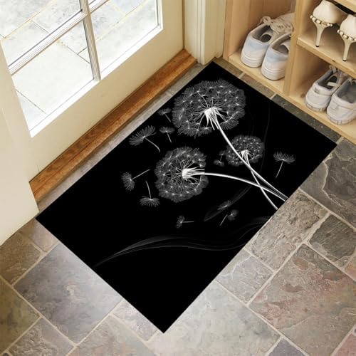 CEDNXOER Schwarz Fußmatte Innen 50x80 cm Verträumt Blumen, Waschbar Eingangsteppich, Löwenzahn Blumen Schmutzfangmatte rutschfest, Kurzflor Türmatte Teppich für Eingang, Haustür, Flur CEDNXOER Schwarz Fußmatte Innen 50x80 cm Verträumt Blumen, Waschbar Eingangsteppich, Löwenzahn Blumen Schmutzfangmatte rutschfest, Kurzflor Türmatte Teppich für Eingang, Haustür, Flur von CEDNXOER