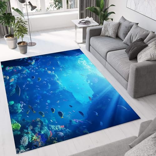 CEDNXOER Tiefsee Riff Teppich Wohnzimmer 240x340cm, Kurzflor Weich rutschfest Waschbare Teppiche, Schöne Koralle Deko Teppich Größe Bettvorleger Schlafzimmer Kinderzimmer 240x340cm von CEDNXOER