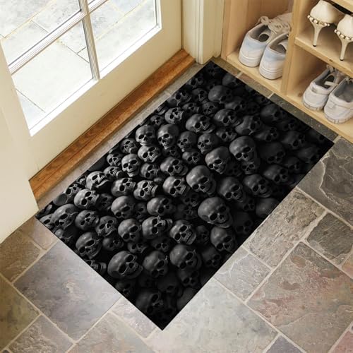 CEDNXOER Türmatten Waschbar 45x75 cm Dicht Schädel, Anti-Rutsch Schmutzfang Bodenmatte, Horror Halloween Innen Haustür Matten, Grau Absorbierende Low Profile Matte für Halle Eingang CEDNXOER Türmatten Waschbar 45x75 cm Dicht Schädel, Anti-Rutsch Schmutzfang Bodenmatte, Horror Halloween Innen Haustür Matten, Grau Absorbierende Low Profile Matte für Halle Eingang von CEDNXOER