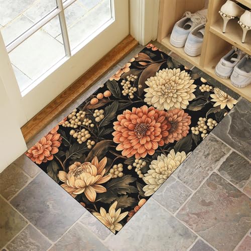 CEDNXOER Türmatten Waschbar 60x90 cm Chrysantheme Maiglöckchen, Anti-Rutsch Schmutzfang Bodenmatte, Landschaft Blumen Innen Haustür Matten, Braun Absorbierende Low Profile Matte für Halle Eingang CEDNXOER Türmatten Waschbar 60x90 cm Chrysantheme Maiglöckchen, Anti-Rutsch Schmutzfang Bodenmatte, Landschaft Blumen Innen Haustür Matten, Braun Absorbierende Low Profile Matte für Halle Eingang von CEDNXOER