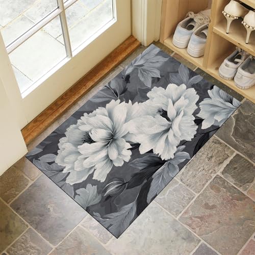 CEDNXOER Türmatten Waschbar 80x120 cm Abstrakte Blütenblätter Blumen, Anti-Rutsch Schmutzfang Bodenmatte, Elegant Blumig Innen Haustür Matten, Grau Absorbierende Low Profile Matte für Halle Eingang CEDNXOER Türmatten Waschbar 80x120 cm Abstrakte Blütenblätter Blumen, Anti-Rutsch Schmutzfang Bodenmatte, Elegant Blumig Innen Haustür Matten, Grau Absorbierende Low Profile Matte für Halle Eingang von CEDNXOER