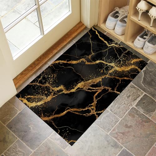 CEDNXOER Türmatten Waschbar 80x120 cm Goldener Marmor, Anti-Rutsch Schmutzfang Bodenmatte, Luxus Streifen Innen Haustür Matten, Schwarz Absorbierende Low Profile Matte für Halle Eingang CEDNXOER Türmatten Waschbar 80x120 cm Goldener Marmor, Anti-Rutsch Schmutzfang Bodenmatte, Luxus Streifen Innen Haustür Matten, Schwarz Absorbierende Low Profile Matte für Halle Eingang von CEDNXOER